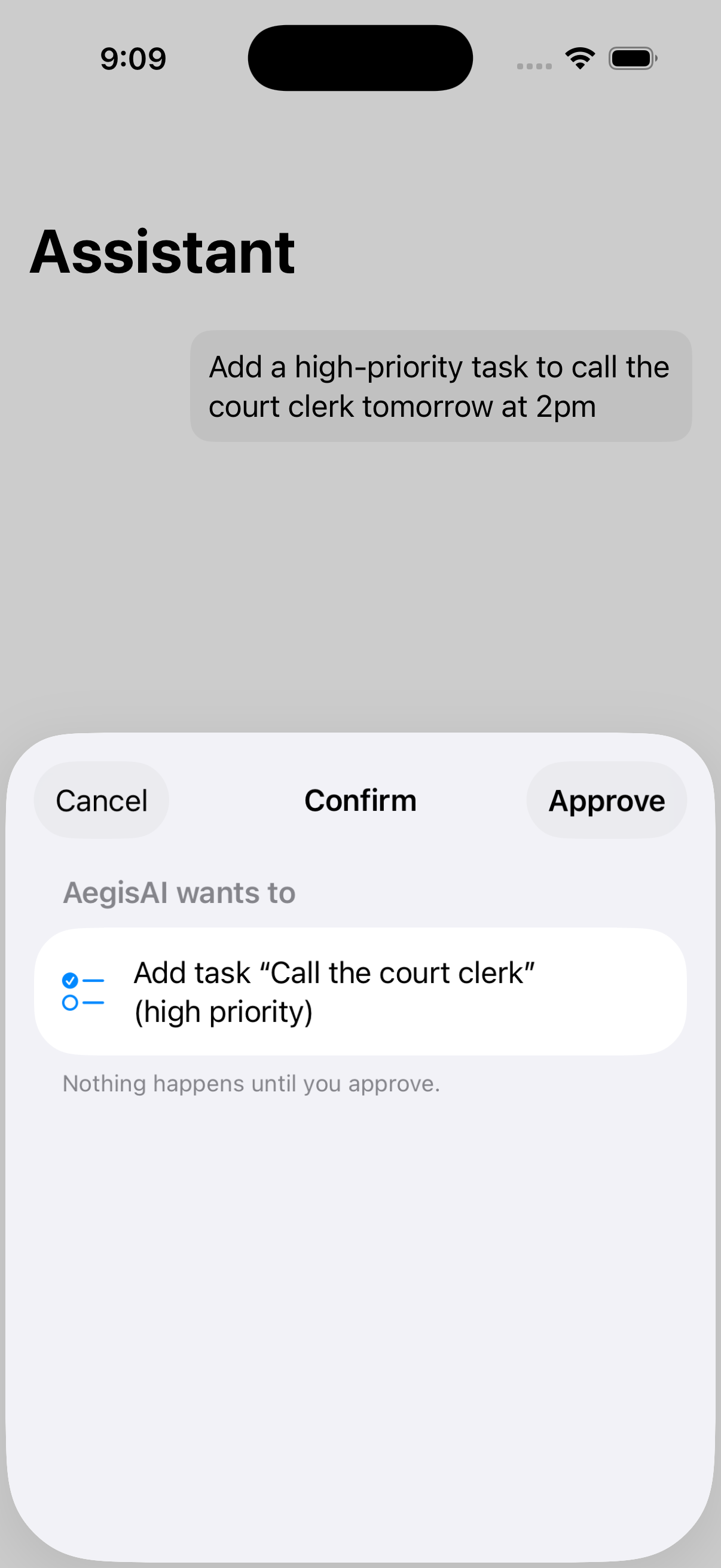Maili proposing an action for approval